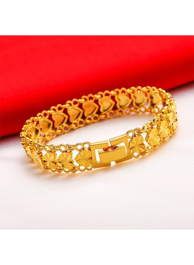 Heart Decor Chain Bracelet Cuff Bangle Jewelry Gift for Women Wife Golden - Image 5